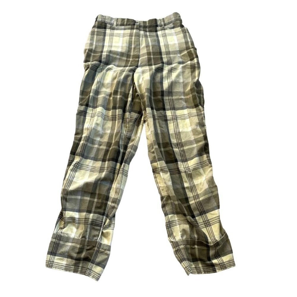 Zaffiri Pants Straight Leg Cuffed Women's Size 14 Plaid Multicolor Highrise